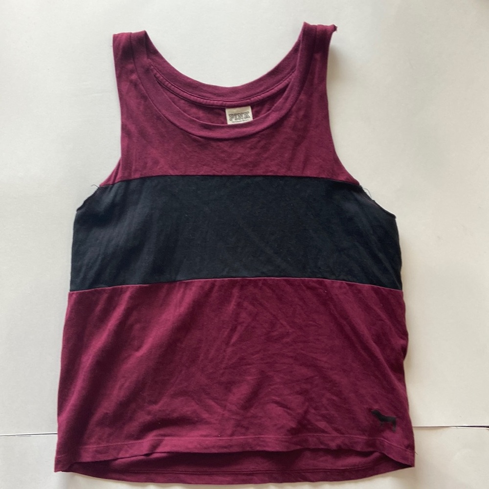 Maroon/Black PINK Striped Tank